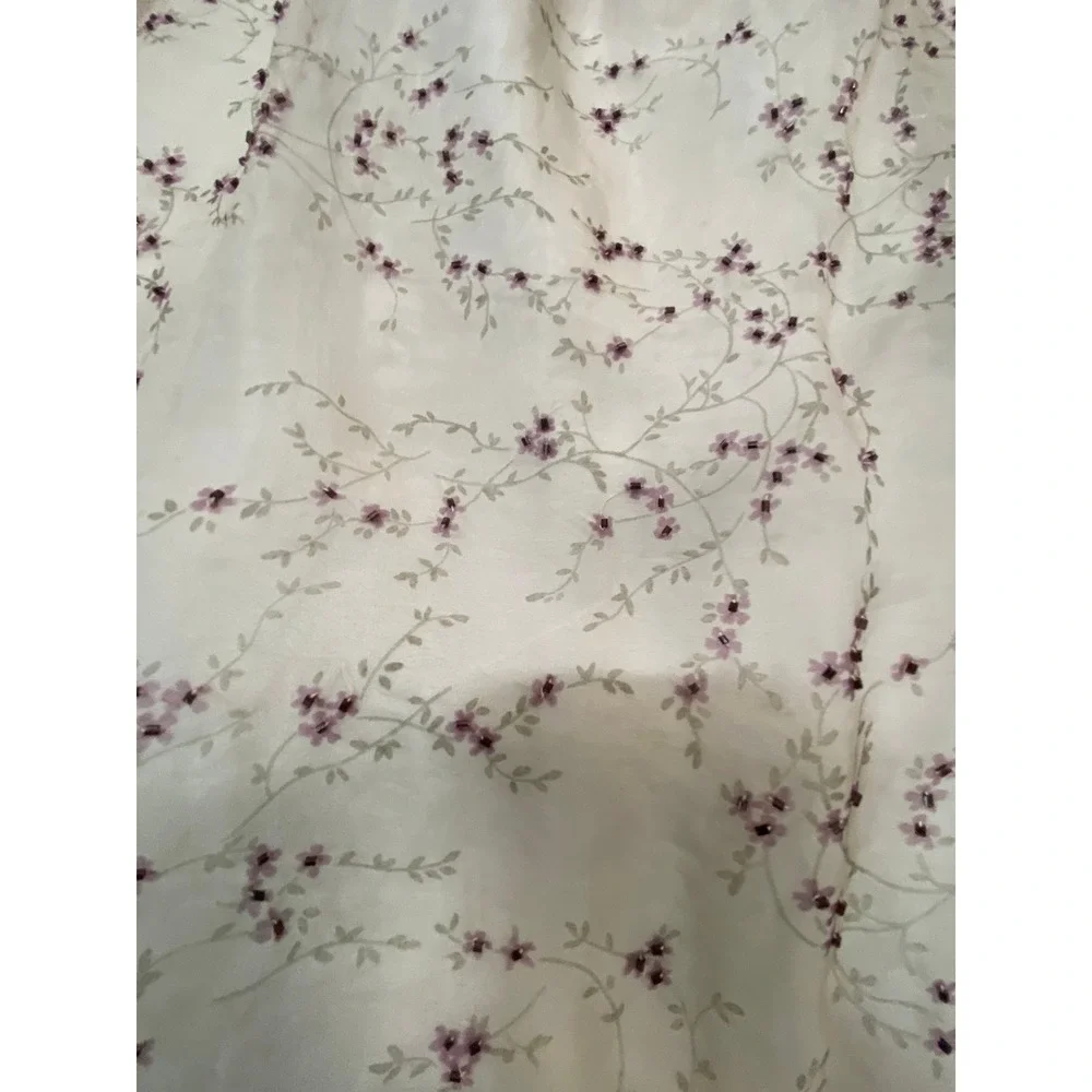 Silk Club Collection Vintage 100% Silk Floral Maxi Skirt Cream Purple Womens 6